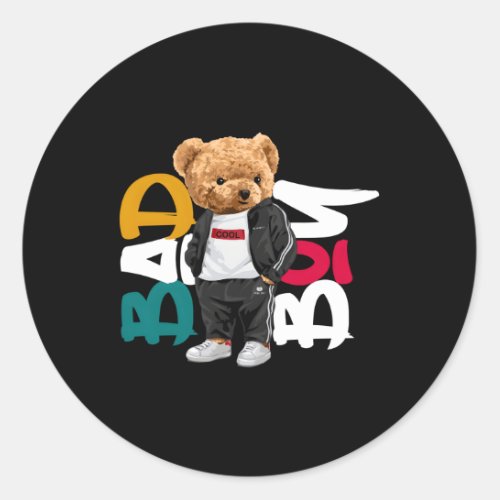 Bad Teddy Bear Style Fun Classic Round Sticker