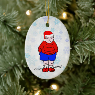 Bad Tempered Boy Christmas Ceramic Ornament