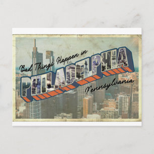 Bad Things Happen in Philadelphia Vintage Postcard