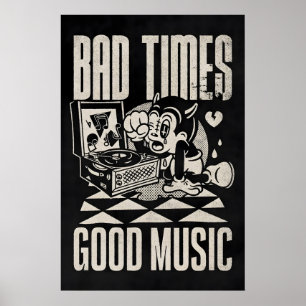 Bad Times Good Music Japanese Abstract Bauhaus Poster