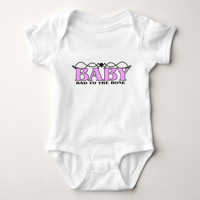 Bad to the Bone Baby Girl Baby Bodysuit (Front)