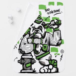 Bad To The Bone Bulldog Gangster Art Baby Blanket