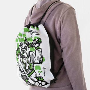 Bad To The Bone Bulldog Gangster Art Drawstring Bag