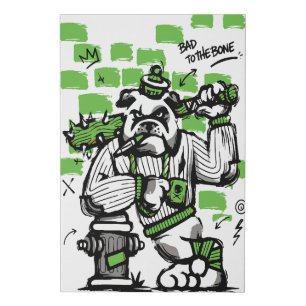 Bad To The Bone Bulldog Gangster Art Faux Canvas Print