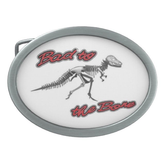Bad to the Bone Dinosaur Belt Buckle (Front)