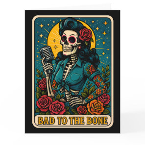 Bad to the Bone Retro Skeleton Singer Card