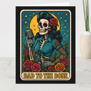 Bad to the Bone Retro Skeleton Singer Card