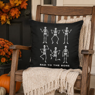 Bad to the Bone Skeletons Throw Pillow
