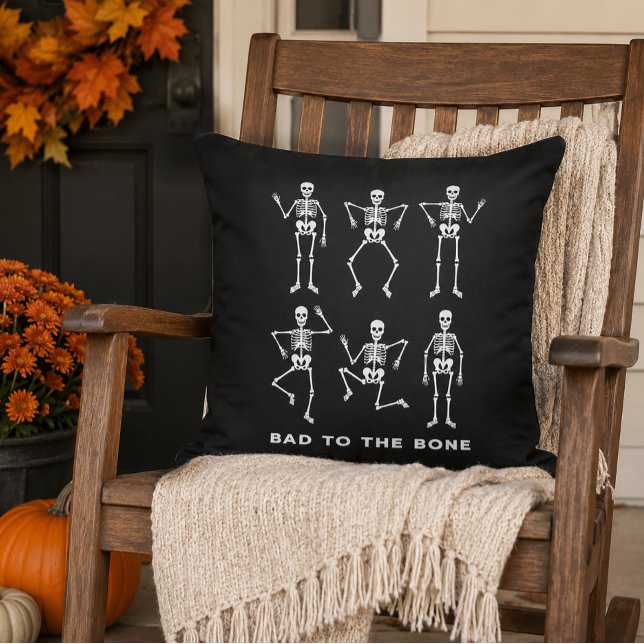 Bad to the Bone Skeletons  Throw Pillow (Creator Uploaded)