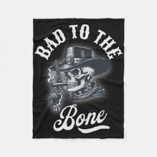 Bad To The Bone Skull Rebel Edgy Halloween Cowboy Fleece Blanket