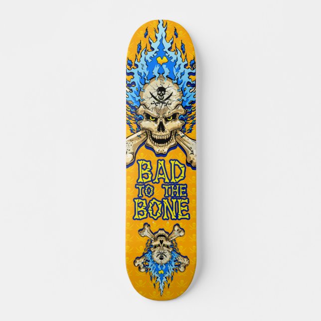 Bad to the Bone Skull Skateboard Deck (Front)