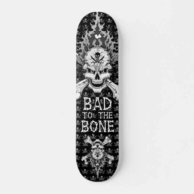 Bad to the Bone Skull Skateboard Deck (Front)