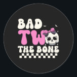 Bad Two The Bone 2nd Birthday Girls Spooky Birthda Classic Round Sticker<br><div class="desc">Bad Two The Bone 2nd Birthday Girls Spooky Birthday</div>