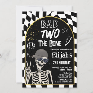 Bad TWO The Bone 2nd Birthday Halloween Invitation