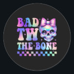Bad Two The Bone 2nd Birthday Kid Girl Tie Dye Bir Classic Round Sticker<br><div class="desc">Bad Two The Bone 2nd Birthday Kid Girl Tie Dye Birthday</div>