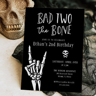 Bad Two The Bone 2nd Birthday Party Invitation