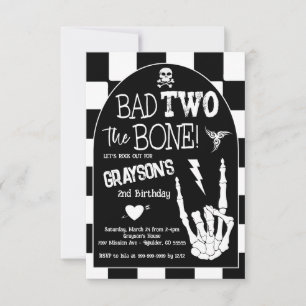 Bad TWO the Bone 2nd Birthday Party Invitation