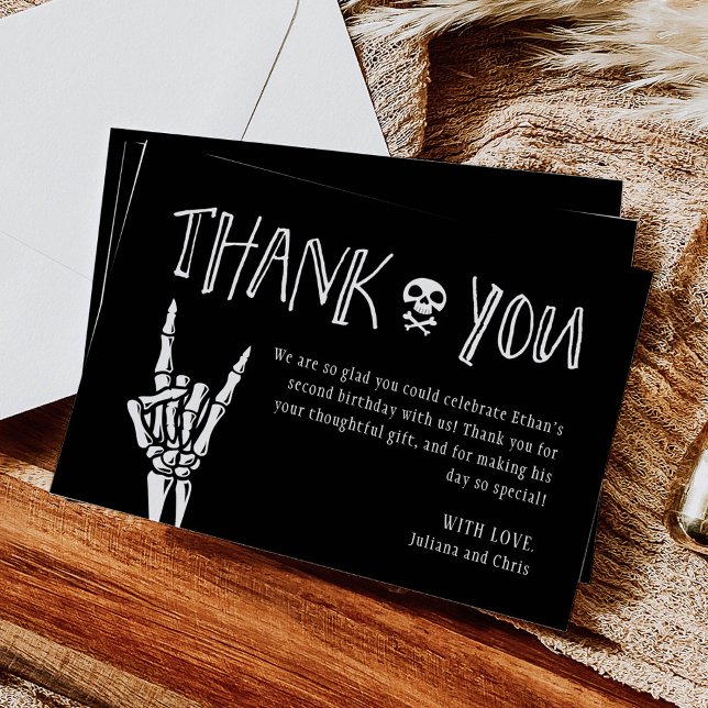 Bad Two The Bone 2nd Birthday Party Thank You Card (Creator Uploaded)