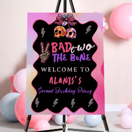 Bad Two The Bone 2nd Birthday Party Welcome Sign