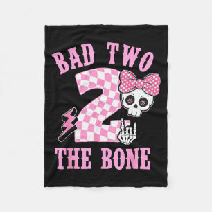 Bad Two The Bone Birthday 2 Years Old Nk Checkered Fleece Blanket