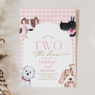 Bad TWO the Bone Checkered Puppy Invitation