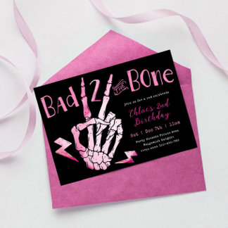 Bad TWO the Bone Girls Second Birthday Invite