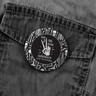 Bad Two The Bone! Halloween 2nd Birthday Party Button