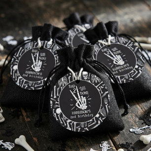 Bad Two The Bone! Halloween 2nd Birthday Party Favor Tags