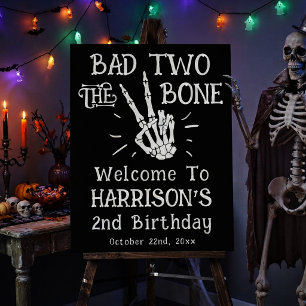 Bad Two The Bone! Halloween 2nd Birthday Party Foam Board
