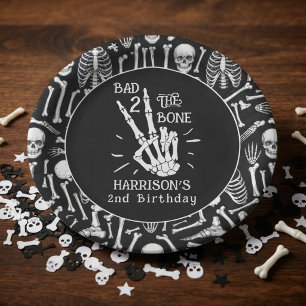 Bad Two The Bone! Halloween 2nd Birthday Party Paper Plates