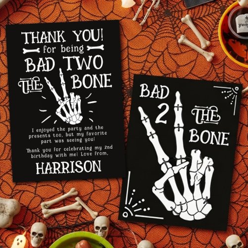 Bad Two The Bone! Halloween 2nd Birthday Thank You Card