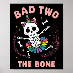 Bad Two The Bone Halloween Birthday 2nd Birthday G Poster