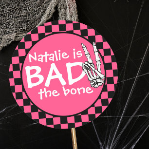 Bad Two The Bone Personalized 2nd Birthday Party Classic Round Sticker