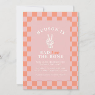 Bad TWO The Bone Pink Second Birthday Invitations