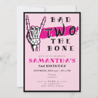 Bad Two The Bone Pink Skeleton Hand 2nd Birthday