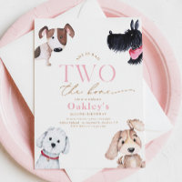Bad TWO the Bone Puppy Birthday Invitation