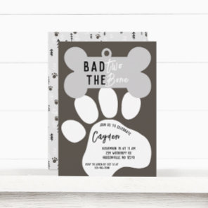Bad Two The Bone Puppy Dog Second Birthday Invitation