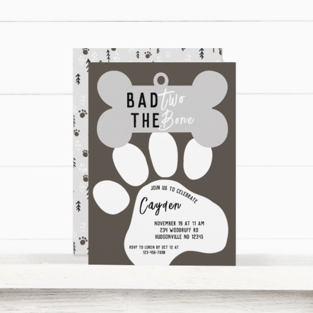 Bad Two The Bone Puppy Dog Second Birthday Invitation (Creator Uploaded)