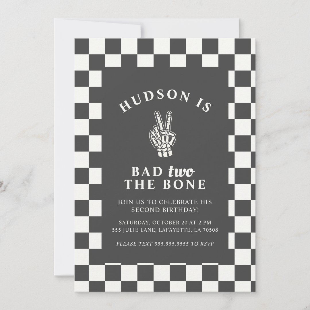 Bad TWO The Bone Second Birthday Invitations