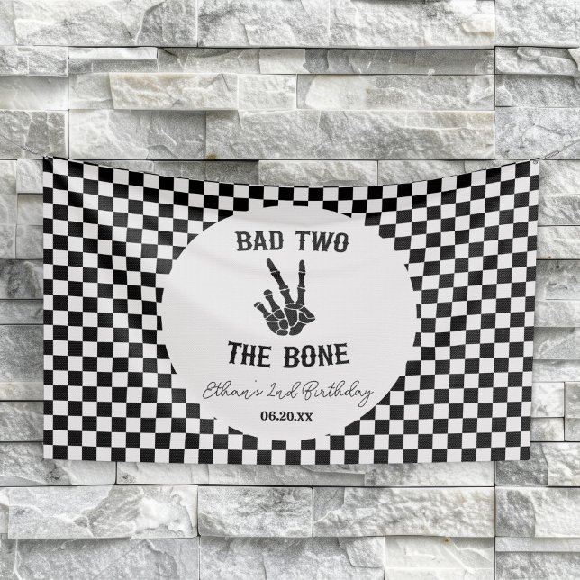 Bad Two The Bone Skeleton 2nd Birthday Party Banner (Creator Uploaded)