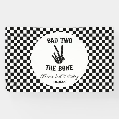 Bad Two The Bone Skeleton 2nd Birthday Party Banner