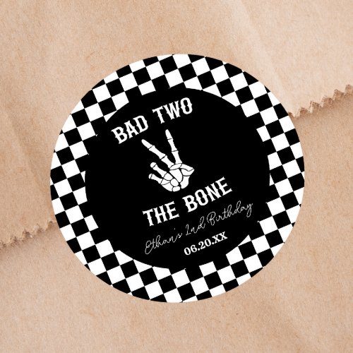 Bad Two The Bone Skeleton 2nd Birthday Party Classic Round Sticker
