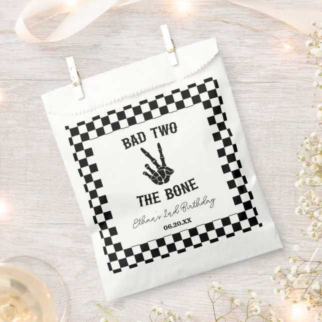 Bad Two The Bone Skeleton 2nd Birthday Party Favor Bag (Clipped)