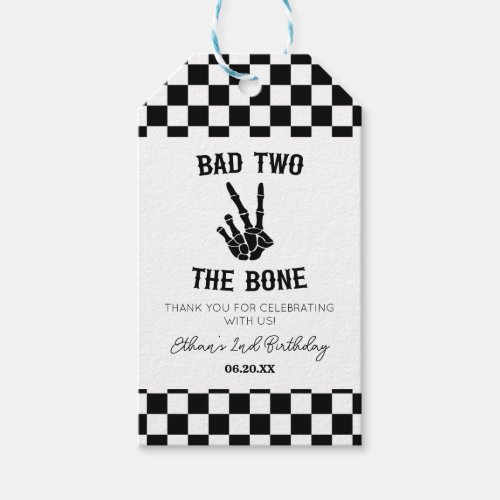 Bad Two The Bone Skeleton 2nd Birthday Party Gift Tags