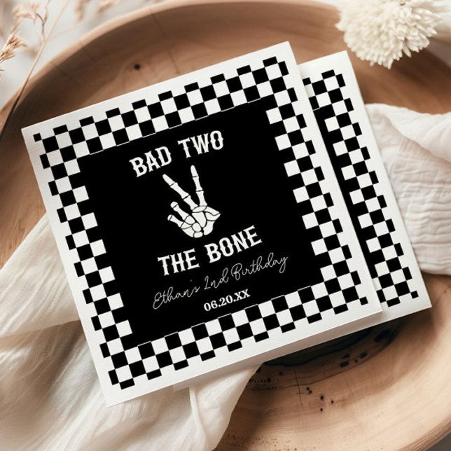 Bad Two The Bone Skeleton 2nd Birthday Party Napkins (Creator Uploaded)