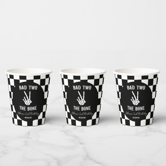 Bad Two The Bone Skeleton 2nd Birthday Party Paper Cups (Multi)
