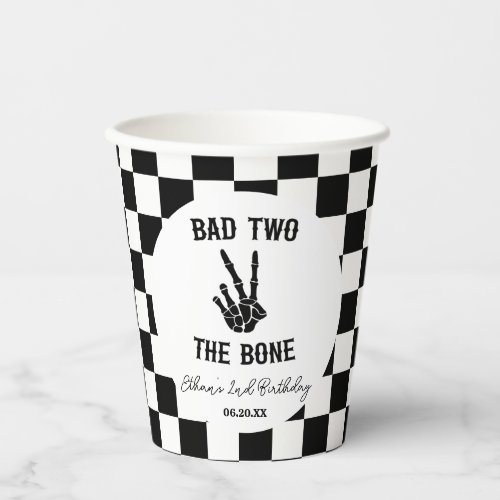 Bad Two The Bone Skeleton 2nd Birthday Party Paper Cups