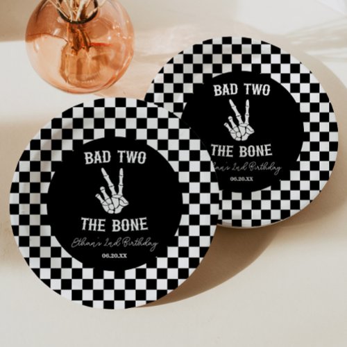 Bad Two The Bone Skeleton 2nd Birthday Party Paper Plates