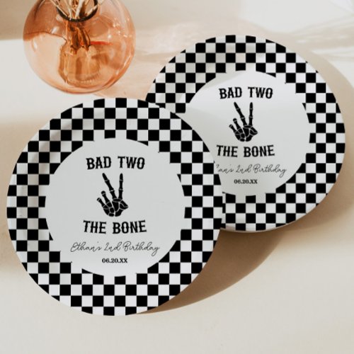 Bad Two The Bone Skeleton 2nd Birthday Party Paper Plates