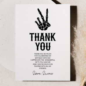 Bad Two The Bone Skeleton 2nd Birthday Party Thank You Card